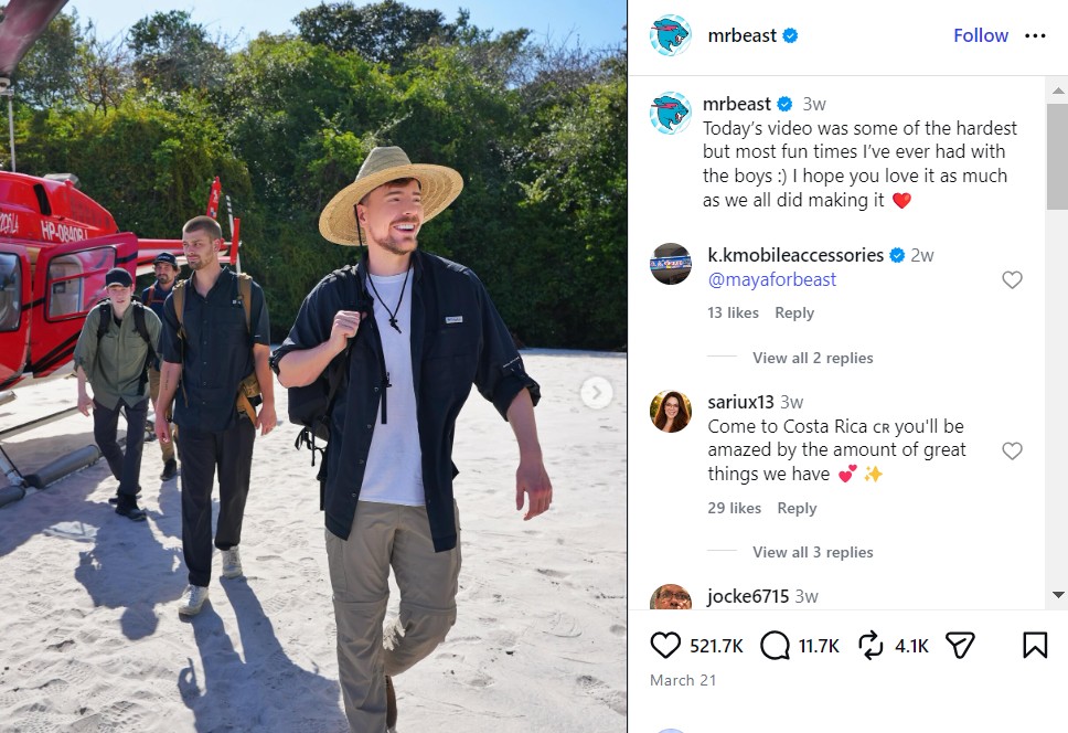 Мистер Бист (кој е милијардер) вели: „Моментално сум во минус, позајмувам пари“